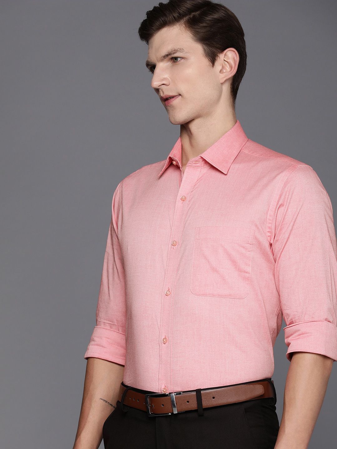 Raymond Self Design Slim Fit Pure Cotton Formal Shirt