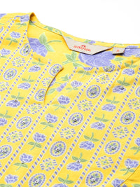 Anouk Floral Printed Regular Sequinned Pure Cotton Kurta With Trousers & Dupatta