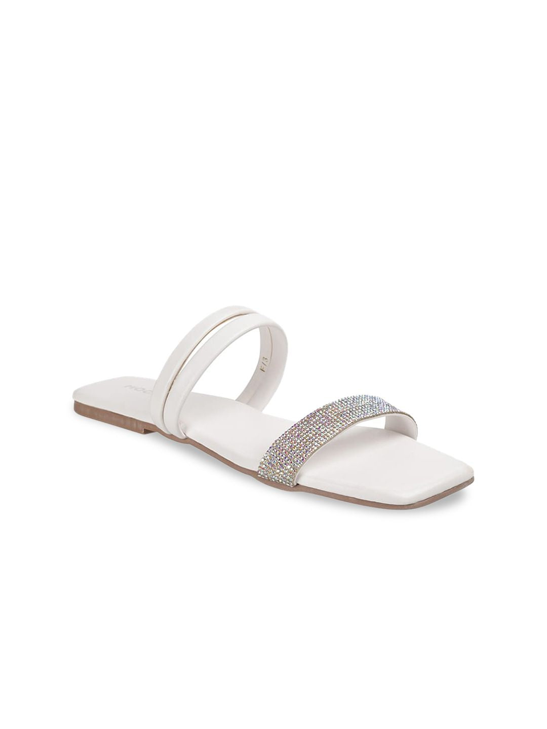 Mochi Embellished Open Toe Flats