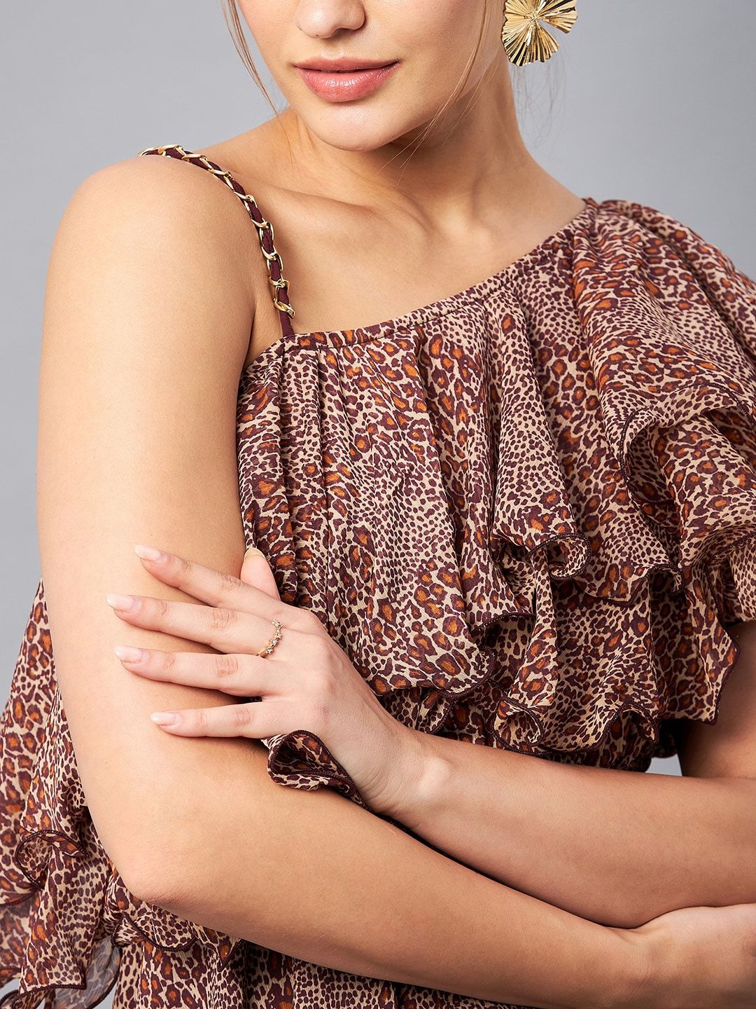Antheaa Printed One Shoulder Tunic With Trousers