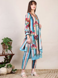 KALINI Floral Embroidered Thread Work Pure Cotton Kurta with Trousers & Dupatta