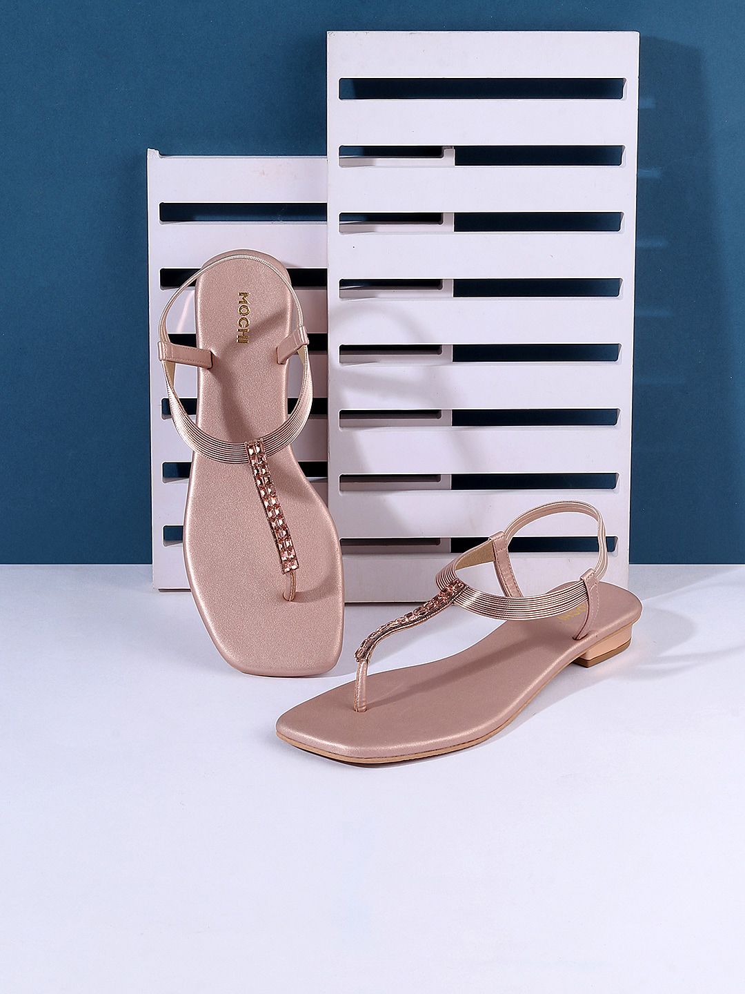 Mochi Embellished Open Toe Flats