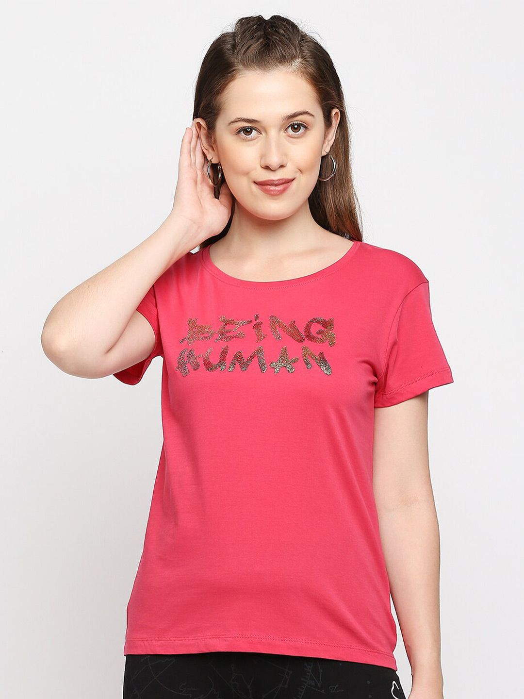 Being Human Typography Printed Casual Cotton T-shirt