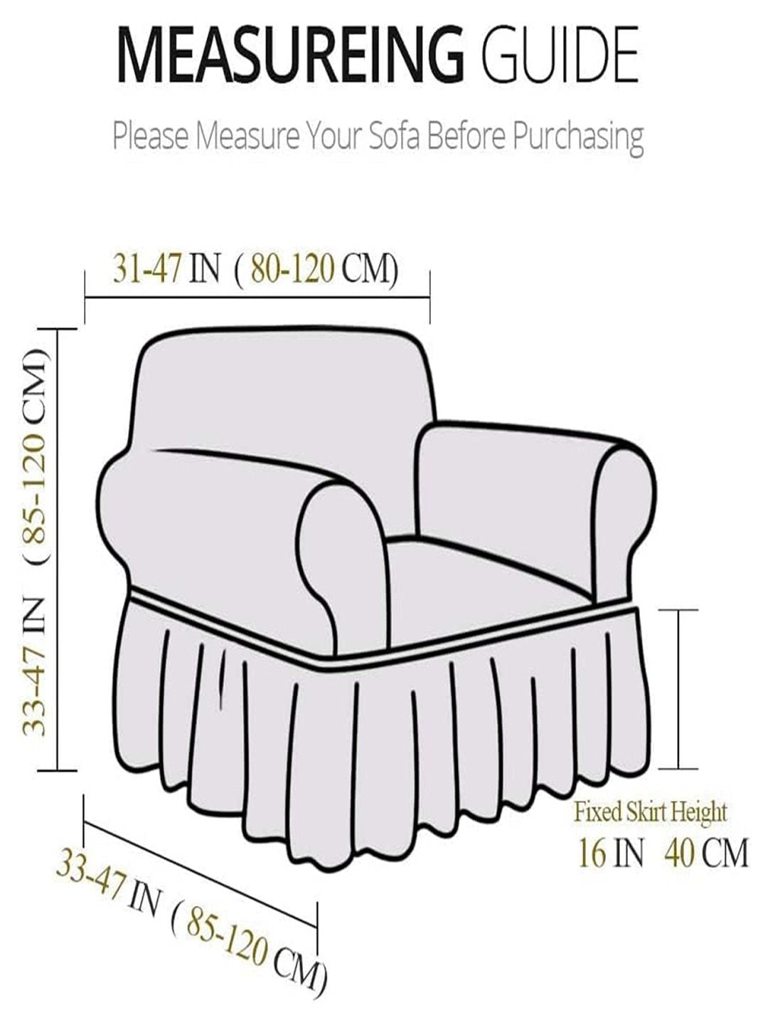 Cortina Beige Self Design Stretchable 1-Seater Sofa Cover with Skirt