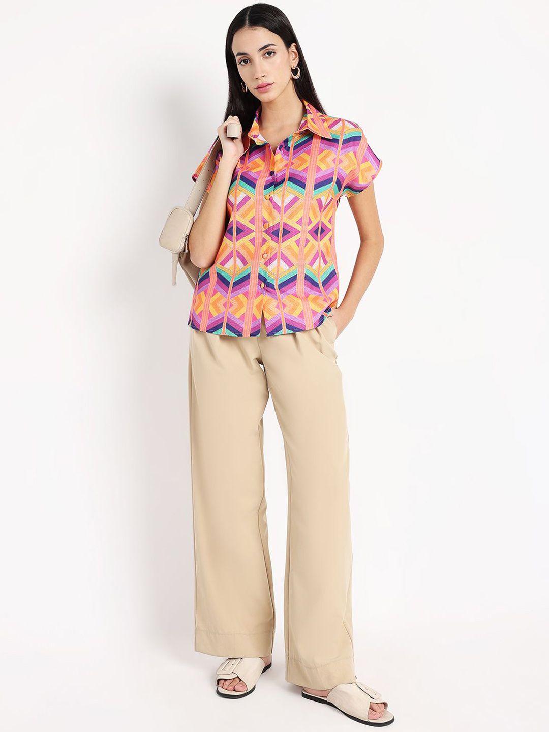 Rareism Women Shirt Collar Ragular Top