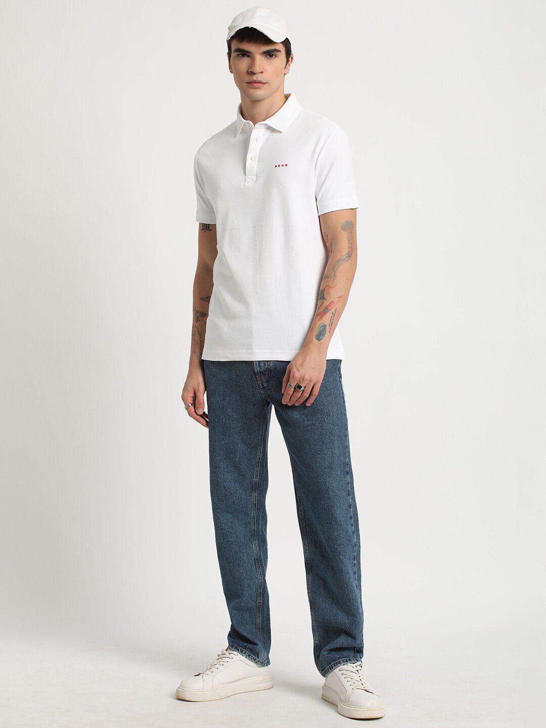 THE BEAR HOUSE Polo Collar Slim Fit Pure Cotton T-shirt