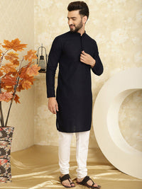 SOJANYA Kolar Mandarin Sulam Geometrik Lengan Panjang Kurta Kapas Tulen Dengan Churidar