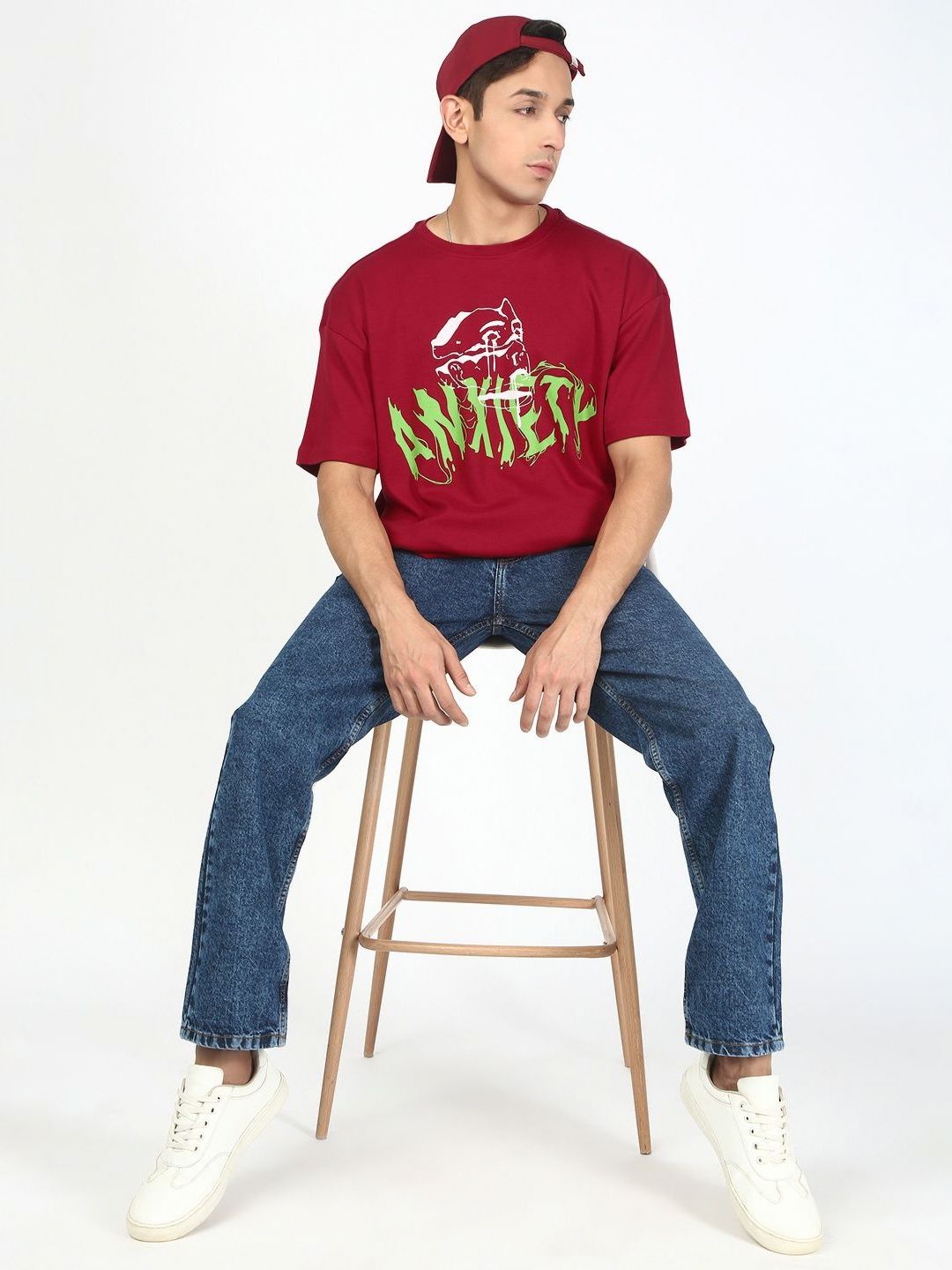 Bene Kleed Men Typography Printed Round Neck Cotton Oversized T-shirt