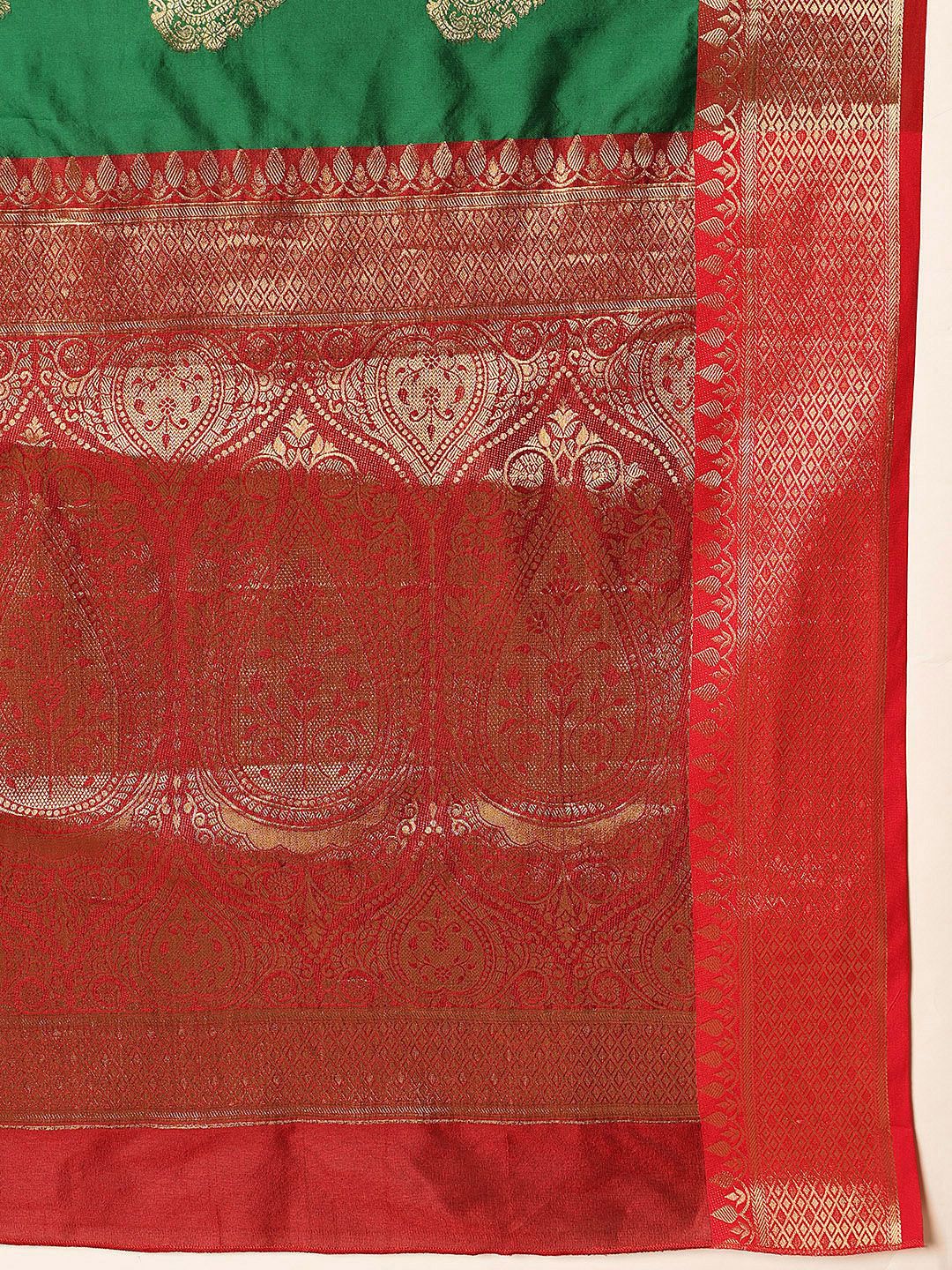 Silk Land  Banarasi Soft Silk Butti Design Saree with Contrast Border and Pallu