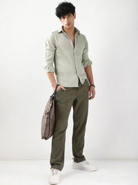 Urbano Fashion Men Beige Solid Linen Full Sleeve Relaxed Fit Casual Shirt