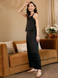 STREET 9 Black Shoulder Straps Ruffled Top & Trousers Co-Ords Set