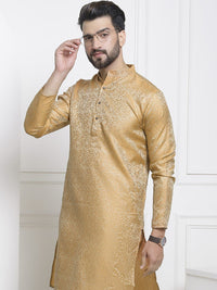 SOJANYA Lelaki Motif Etnik Kuning Mustard Sulam Kurta