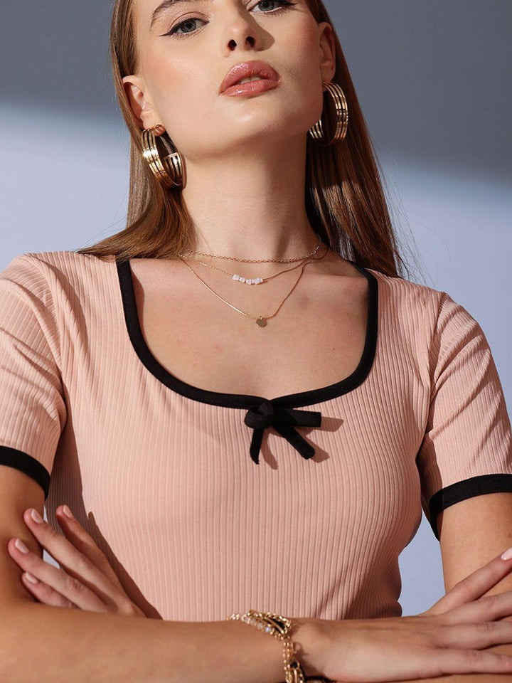 STREET 9 Round Neck Solid Crop Top