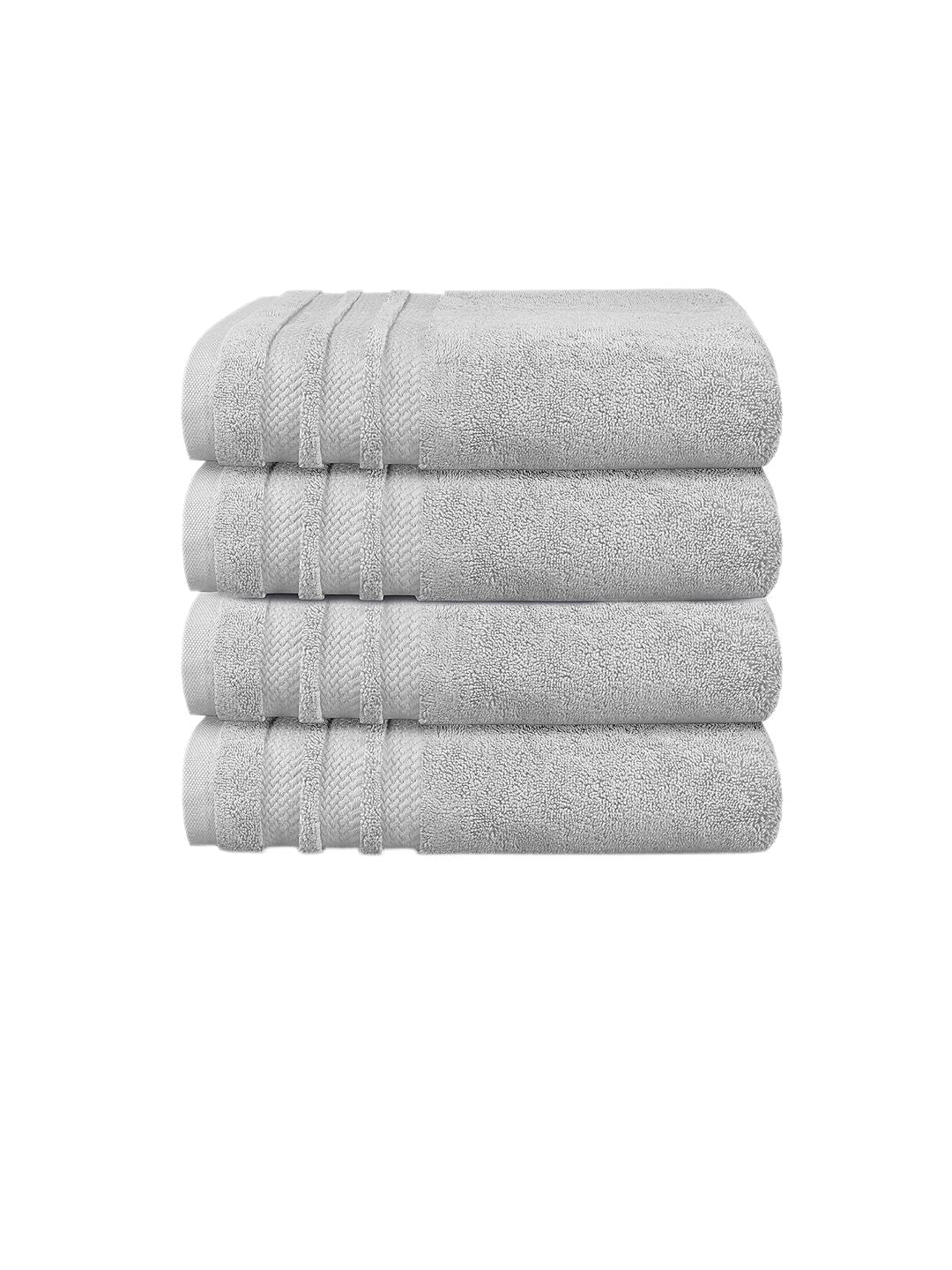 MYTRIDENT Unisex Set of 4 Grey 625 GSM Cotton Towel