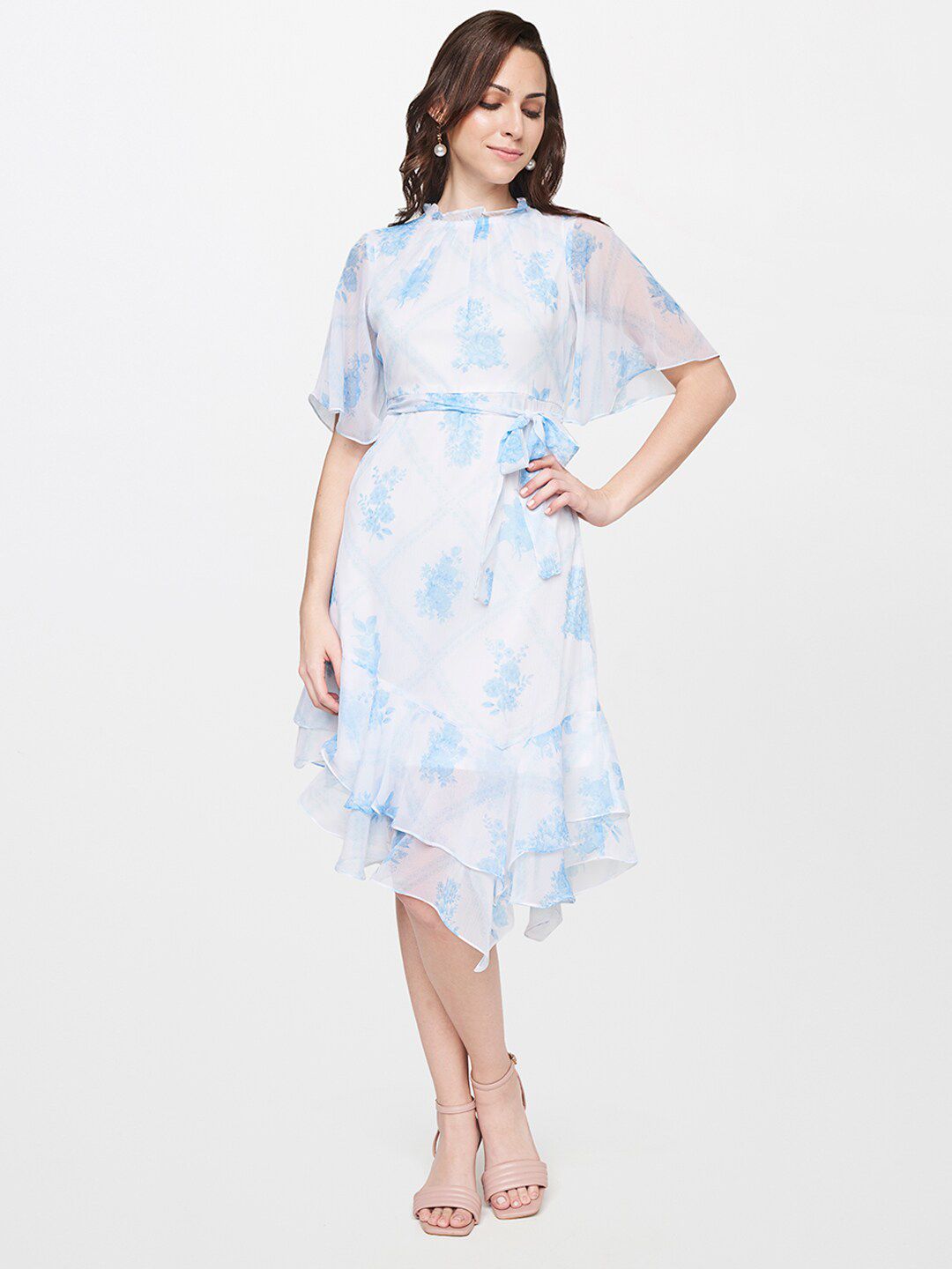 AND White Floral Midi Dress