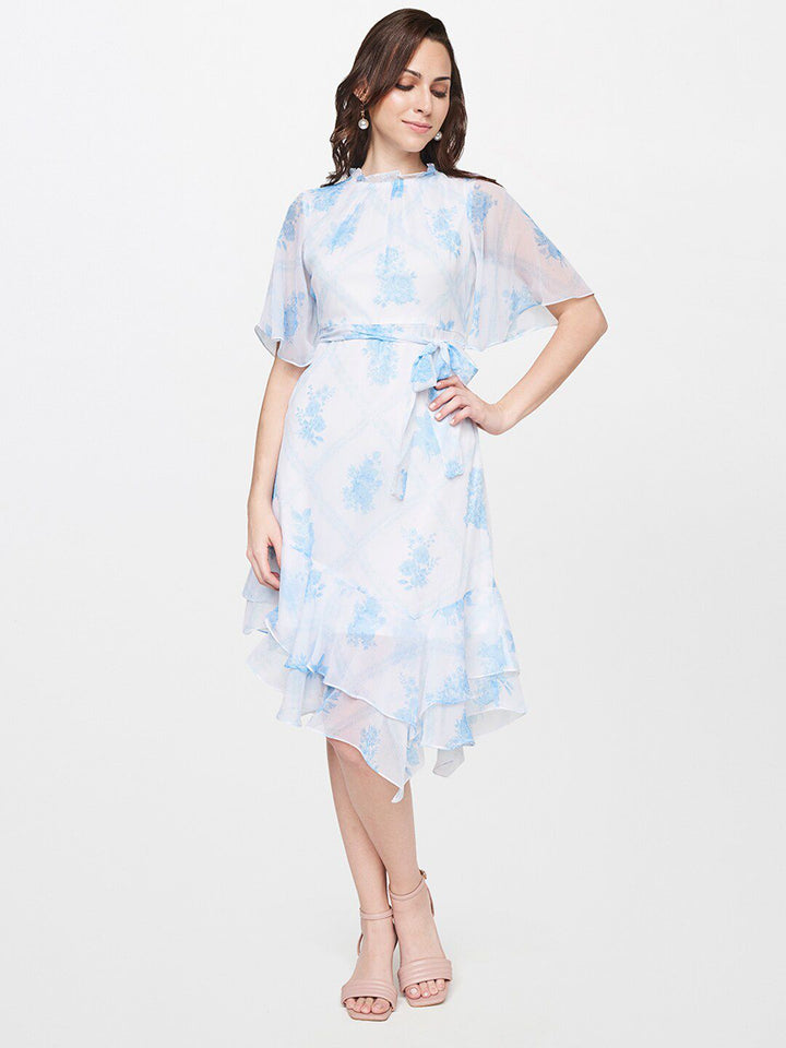 AND White Floral Midi Dress