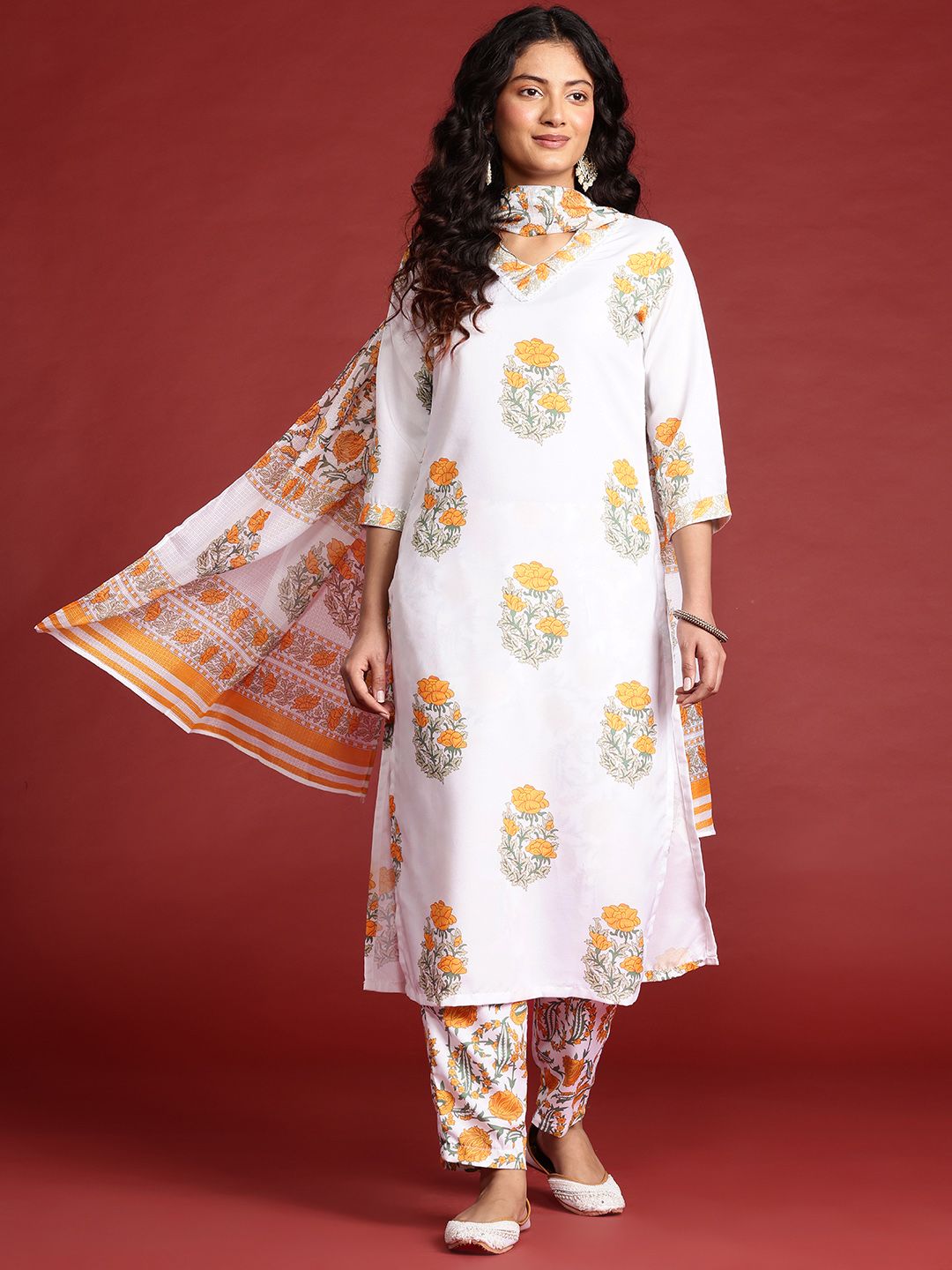 Anouk Women Ethnic Motifs Printed Kurta with Trousers & Dupatta