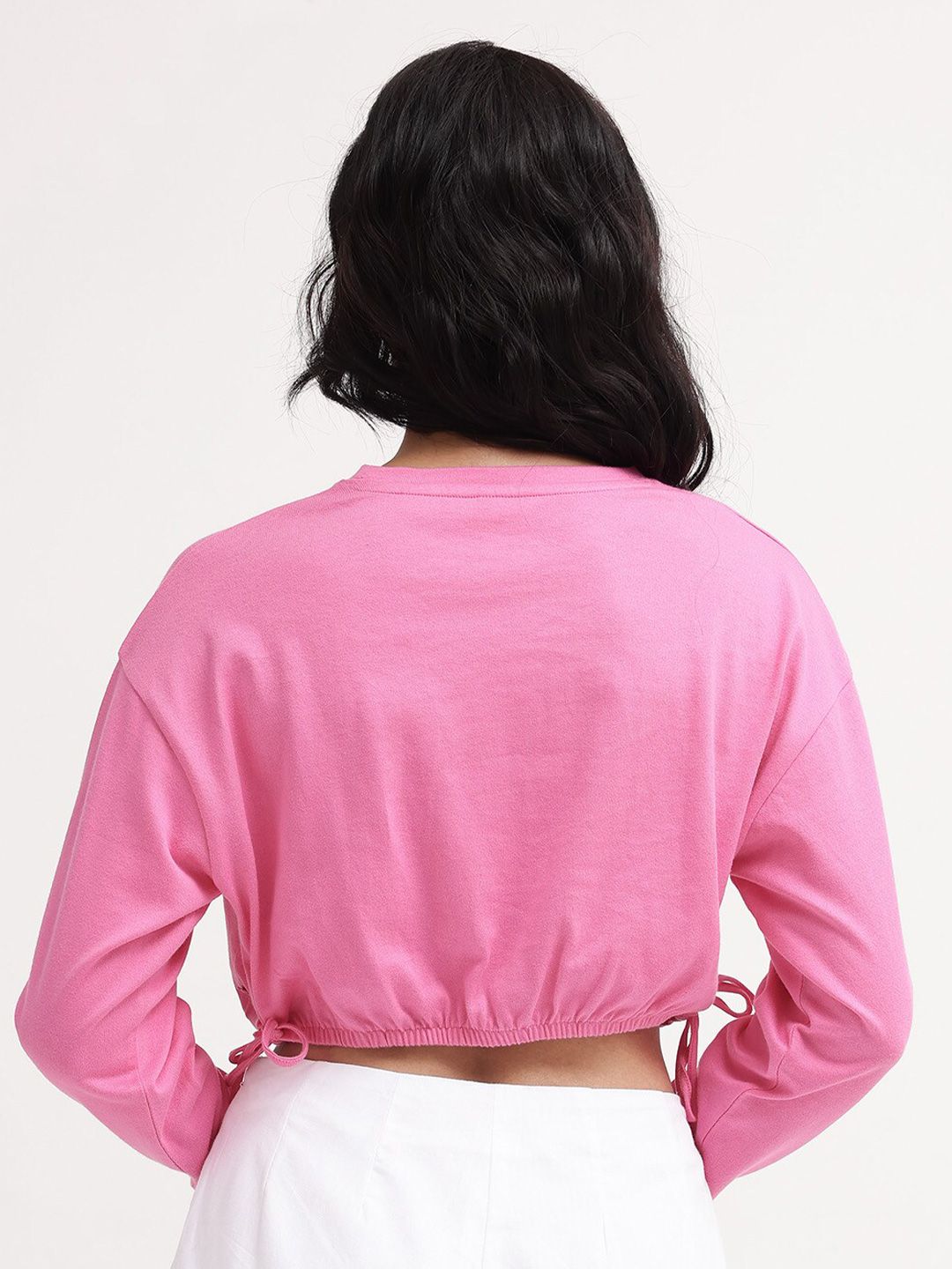 Rareism Cotton Blouson Crop Top