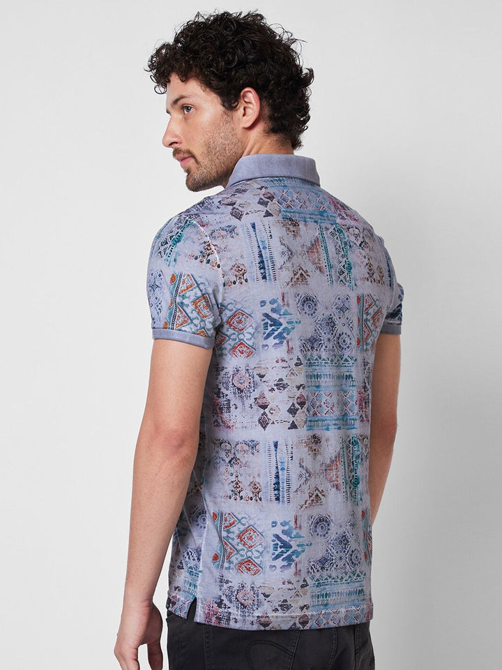 SPYKAR Printed Polo Collar Cotton Slim Fit T-shirt