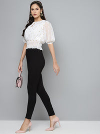 SASSAFRAS Women Black Solid High-Waist Treggings