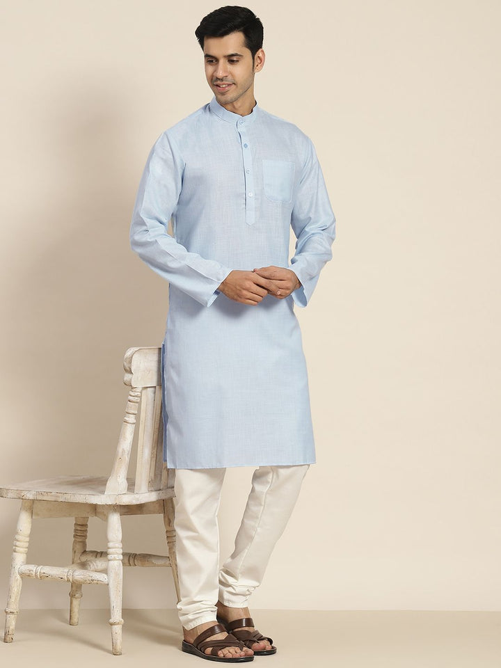 SOJANYA Men Blue Solid Kurta