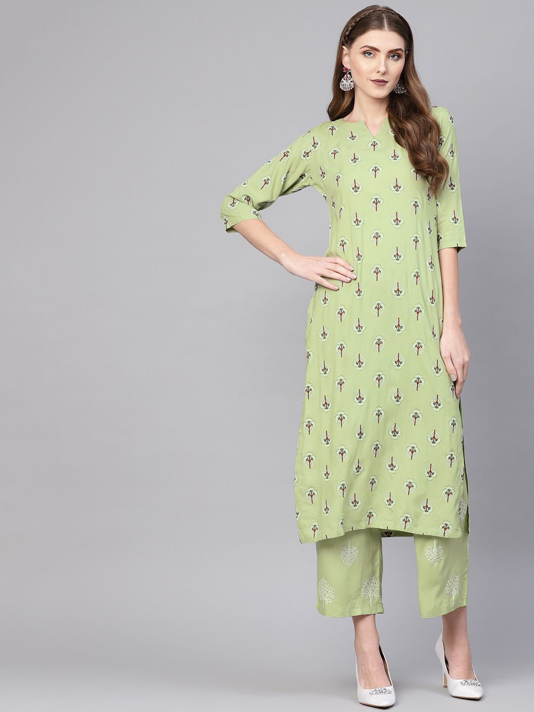 Gerua By Libas Women Green Printed Kurta with Palazzos