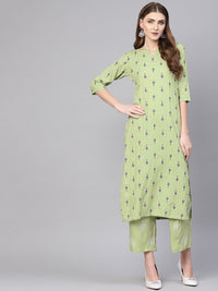 Gerua By Libas Women Green Printed Kurta with Palazzos