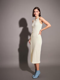 SASSAFRAS Sleeveless Ribbed Bodycon Midi Dress