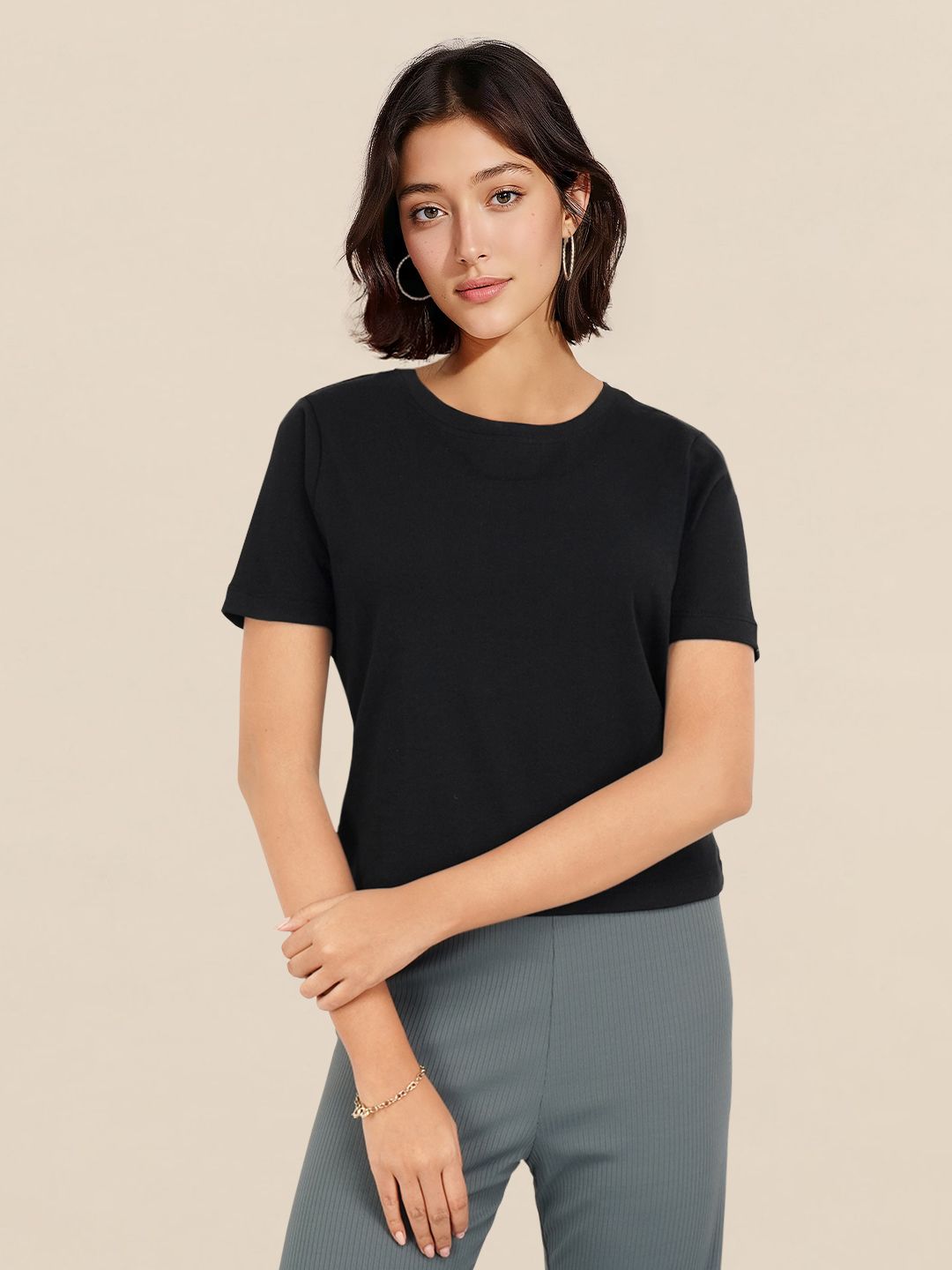 DressBerry Solid Round Neck T-shirt