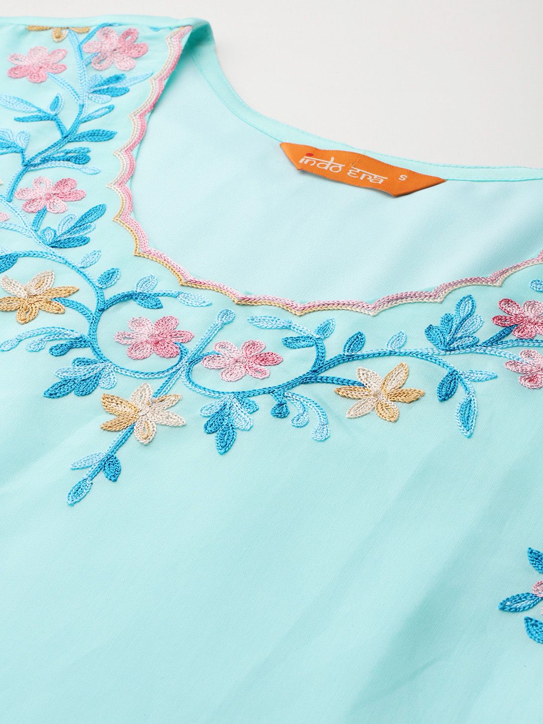 Indo Era Floral Embroidered Thread Work Kurta with Trousers & With Dupatta