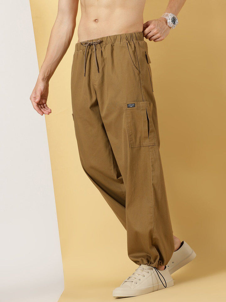 Thomas Scott Men Cricket Club Collection Parachute Loose Fit Mid Rise Pure Cotton Cargo-Style Trousers