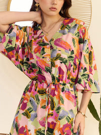 Berrylush Abstract Printed V-Neck Playsuit