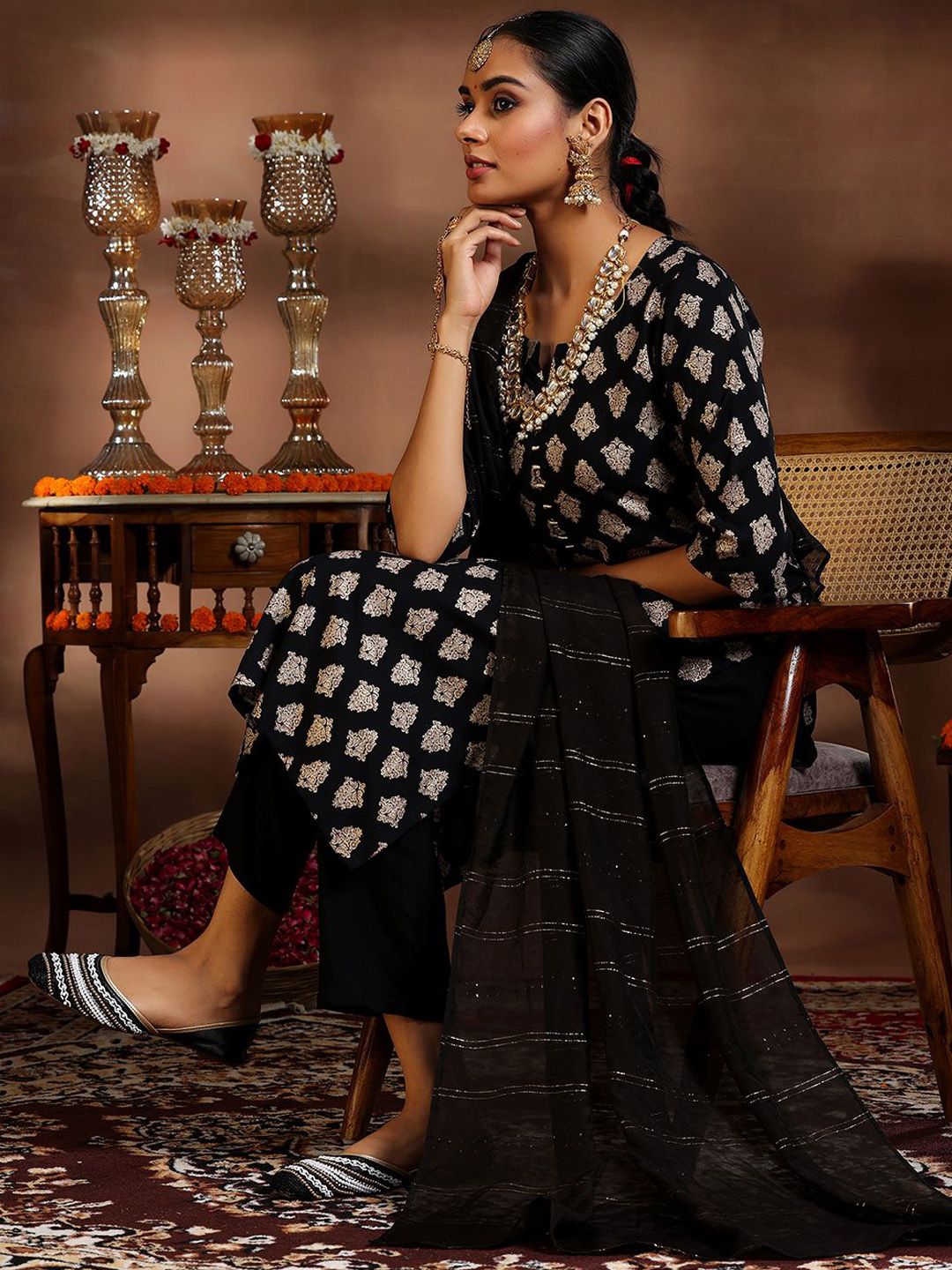 Libas Ethnic Motifs Printed Straight Kurta With Trouser & Dupatta