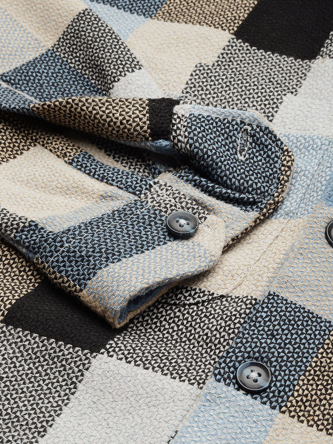 The Indian Garage Co Pure Cotton Checked & Textured Relaxed Fit Casual Shirt