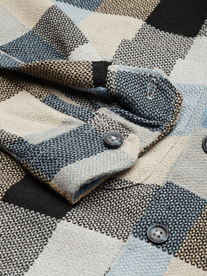 The Indian Garage Co Pure Cotton Checked & Textured Relaxed Fit Casual Shirt