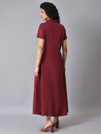 W Flared Hem Pure Cotton Shirt Maxi Dress
