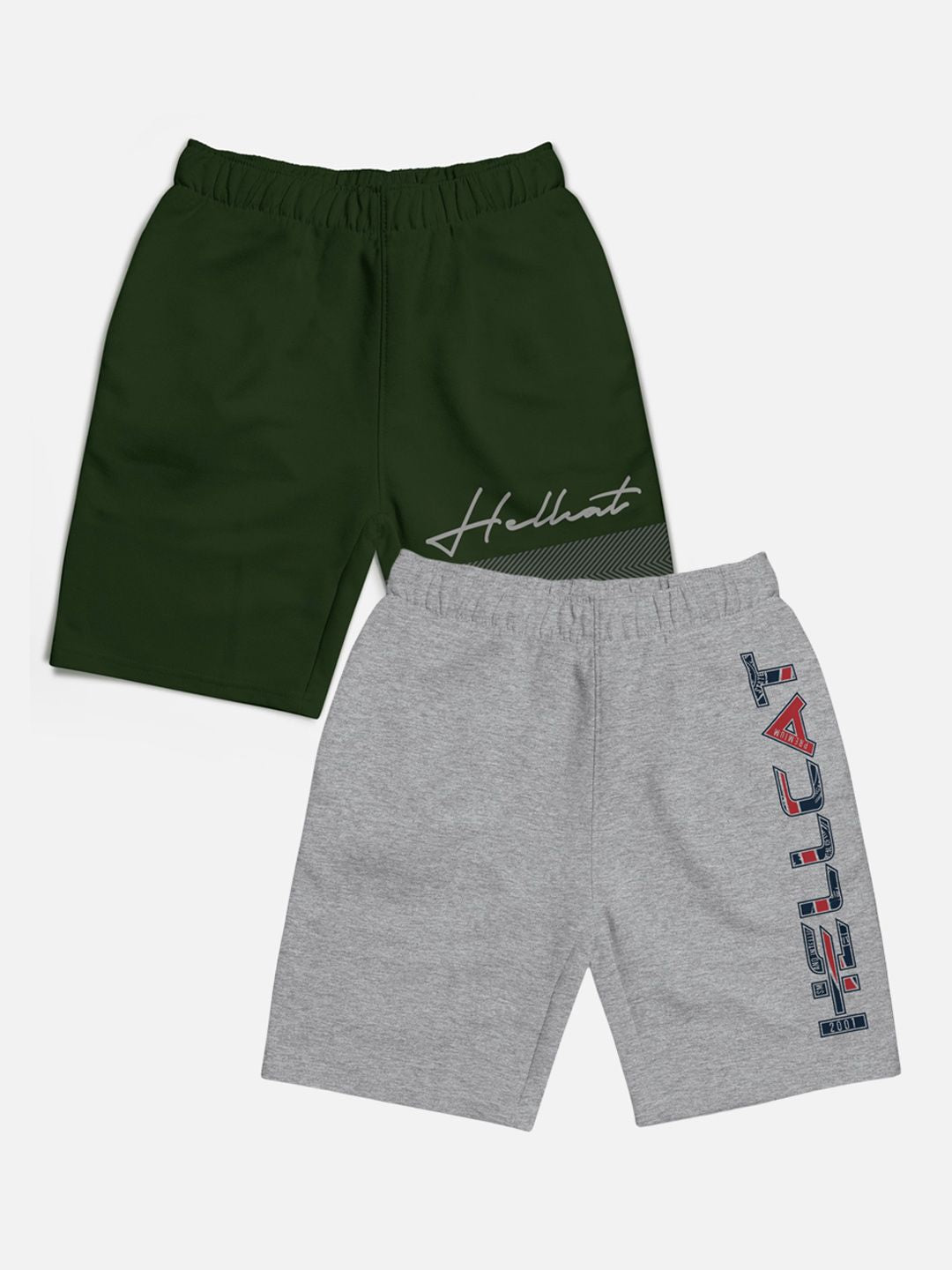 HELLCAT Boys Pack of 2 Cotton Mid-Rise Sport Shorts