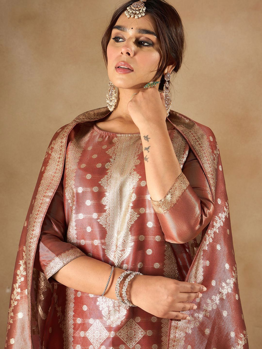 Indo Era Women Ethnic Motifs Regular Kurta with Trousers &  Dupatta