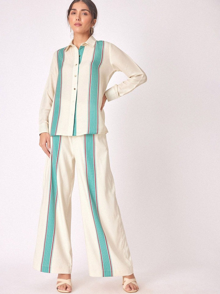 The Label Life Women Flared Striped Parallel Trousers