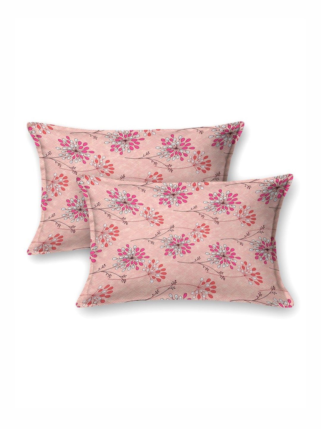 BOMBAY DYEING Red Floral Pure Cotton 120 TC Queen Bedsheet Set 2.24 x 2.54 Mts