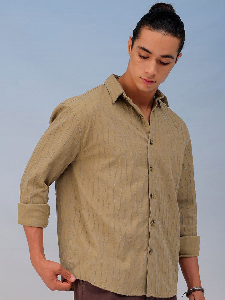 The Indian Garage Co Men Relaxed Fit Dobby Textured Resortwear Shirt