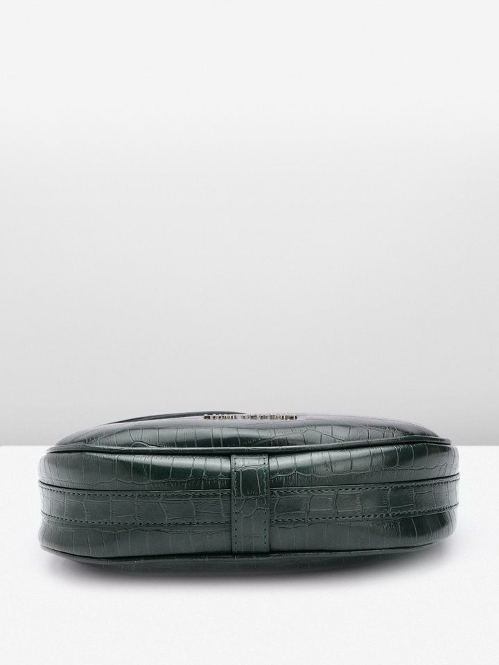 Lino Perros Croc-Textured Structured Baguette Bag