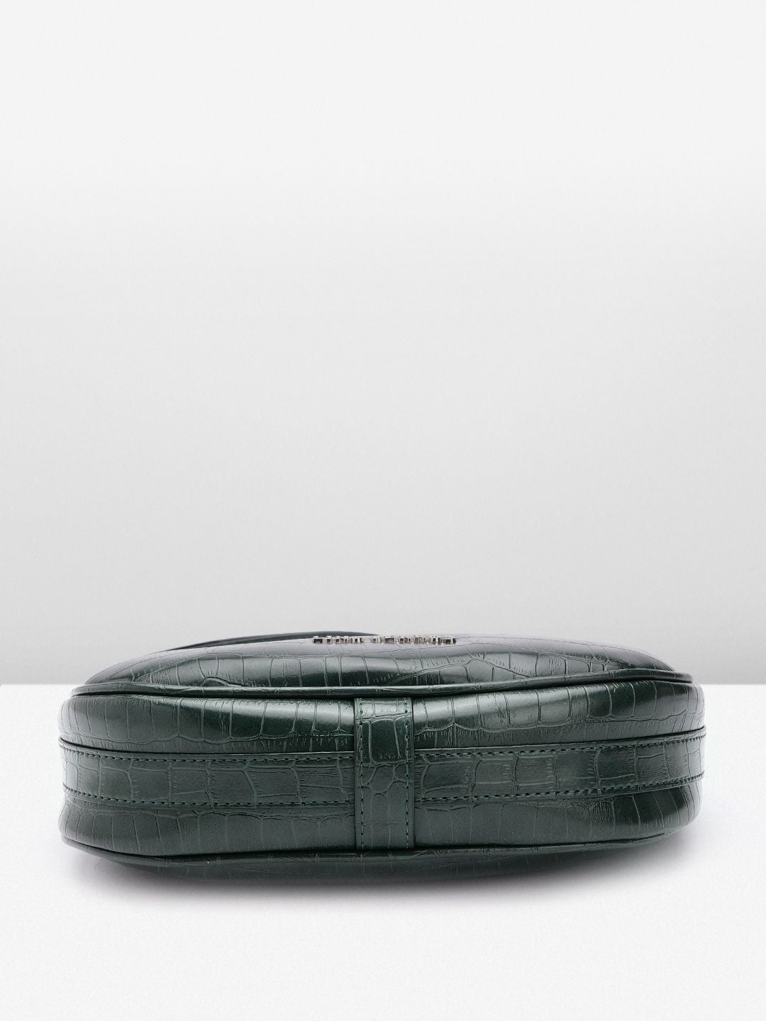 Lino Perros Croc-Textured Structured Baguette Bag