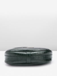 Lino Perros Croc-Textured Structured Baguette Bag