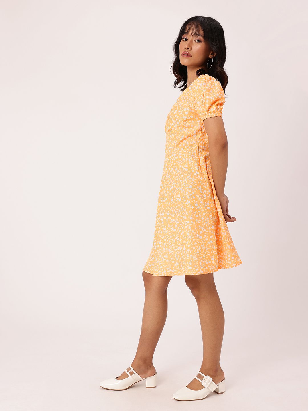 DressBerry Sunny Chic Bloom Printed Gathered A-Line Dress