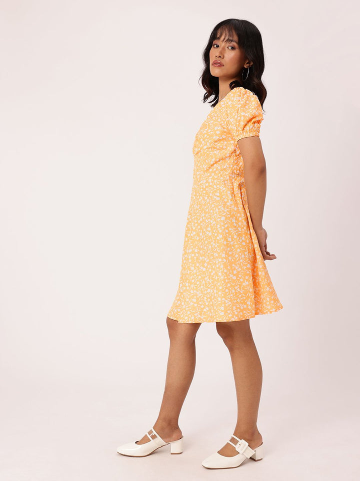 DressBerry Sunny Chic Bloom Printed Gathered A-Line Dress