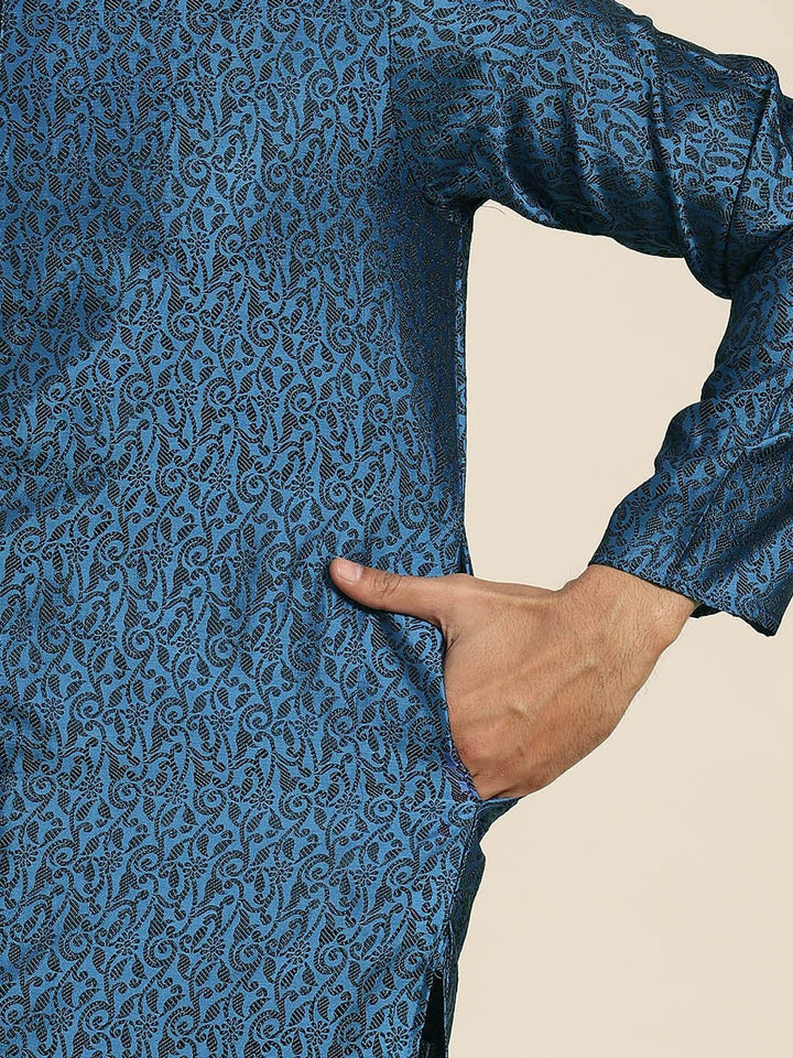 SOJANYA Men Teal Jacquard Kurta
