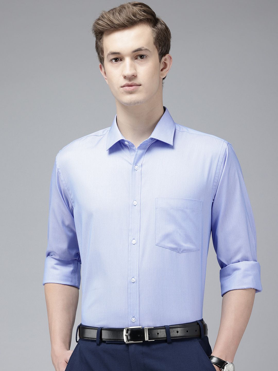 Park Avenue Self Design Slim Fit Textured Formal Shirt