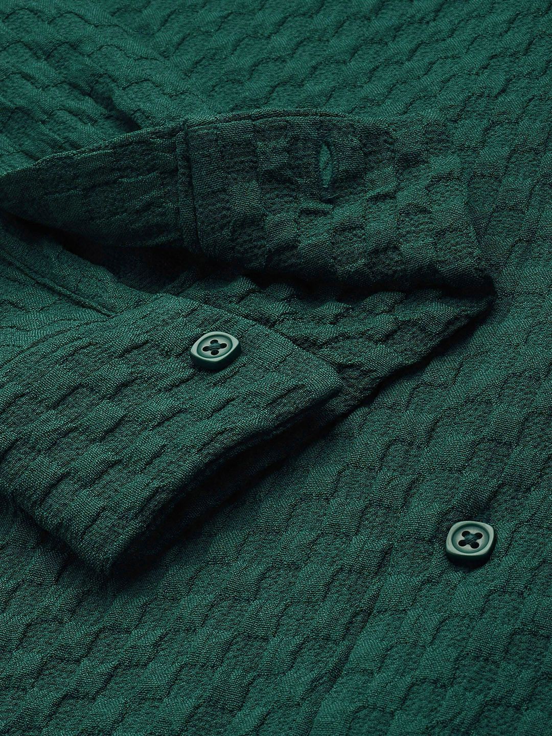 The Indian Garage Co. Relaxed Fit Opaque Self Design Textured Casual Shirt