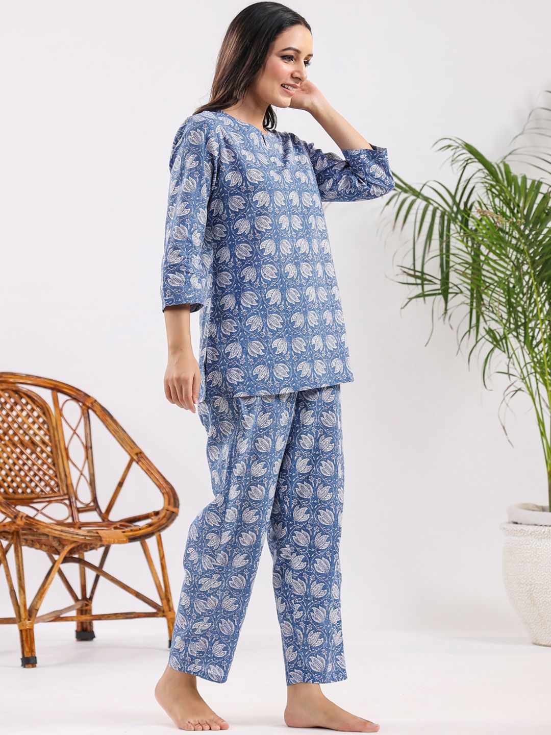 SANSKRUTIHOMES Printed Pure Cotton Night Suit